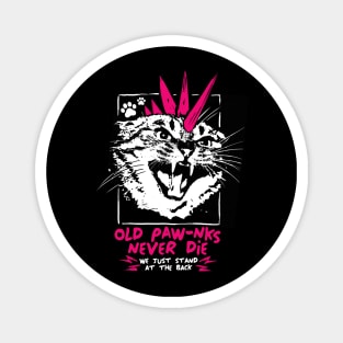 Old Punks Never Dies Funny Cat Paw graphic design Magnet